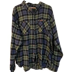 Smith's Workwear Men's Flannel Button Shirt Plaid Button Down Blue Size 2XL NEW